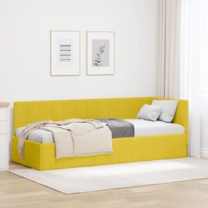 vidaXL Cadru de pat colțar cu headboard Galben 80 cm x 200 cm țesătură imagine