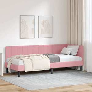 vidaXL Cadru de pat colțar cu headboard Roz 80 cm x 200 cm țesătură imagine