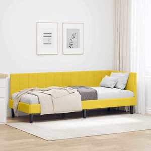 vidaXL Cadru de pat colțar cu headboard Galben 80 cm x 200 cm țesătură imagine