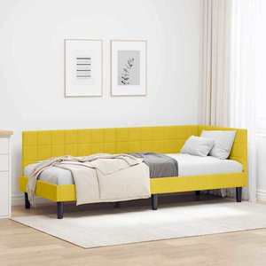 vidaXL Cadru de pat colțar cu headboard Galben 80 cm x 200 cm țesătură imagine