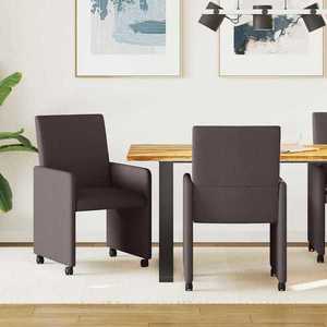 vidaXL Scaune de dining cu roți 2 pcs Maro închis 57 x 66 x 94 cm imagine