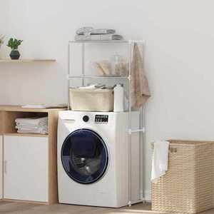 vidaXL Raft pentru mașină de spălat Alb 63 x 27 x 136 cm Aluminiu imagine