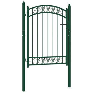 vidaXL Poartă de gard cu arcadă, verde, 100x125 cm, oțel imagine