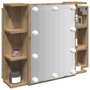 vidaXL Dulap cu oglindă și LED, Artisan Stejar, 70x16, 5x60 cm imagine