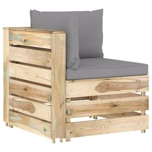 vidaXL Canapea de colț modulară cu perne, lemn verde tratat imagine