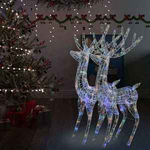 vidaXL Ren de Crăciun 250 LED-uri, 2 buc. multicolor 180 cm acril XXL imagine