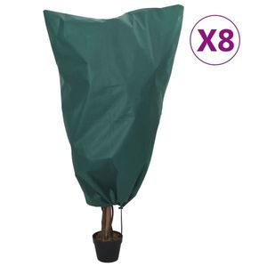 vidaXL Huse de fleece pentru plante cu șnur 8 buc. 70 g/m² 0, 8x1, 2 m imagine