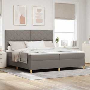 vidaXL Pat cu arcuri cu headboard Gri taupe 200 x 200 cm țesătură imagine