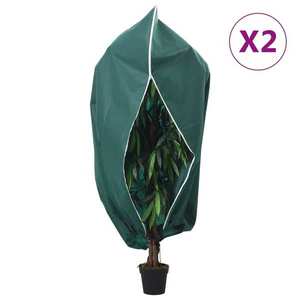 vidaXL Protecție de fleece plante cu fermoar, 2 buc, 70 g/m², 1x1, 55 m imagine