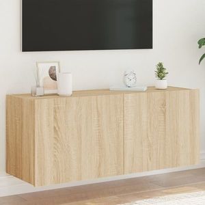 vidaXL Comodă TV de perete cu lumini LED, stejar sonoma, 100x35x41 cm imagine