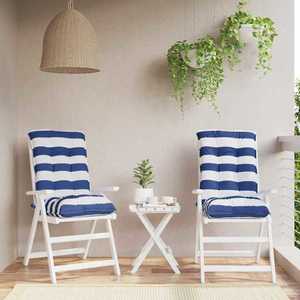 vidaXL Perne de scaun spătar mic, 2 buc. dungi albastre&albe, textil imagine