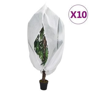 vidaXL Huse de plante din fleece cu fermoar 10 buc. 70 g/m² 1, 2x1, 8 m imagine