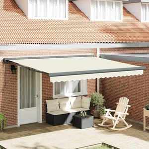 vidaXL Copertină retractabilă, crem, 4x3 m, textil și aluminiu imagine