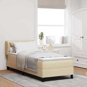 vidaXL Pat boxspring cu saltea cu saltea Crem 80 x 200 cm țesătură imagine