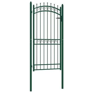 vidaXL Poartă de gard cu țepușe, verde, 100x200 cm, oțel imagine