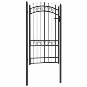 vidaXL Poartă de gard cu țepușe, negru, 100x175 cm, oțel imagine