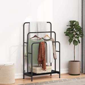 vidaXL Stativ pentru haine cu raft Stejar negru 60 x 30 x 100.5 cm imagine