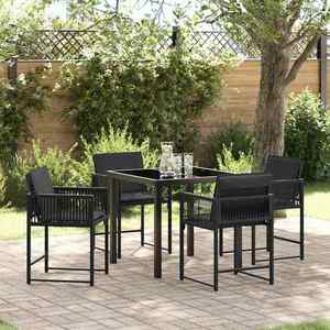 vidaXL Set de masă pentru grădină 5 pcs Negru poliratan imagine