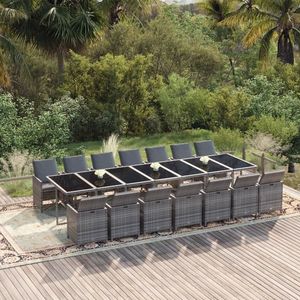 vidaXL Set mobilier de grădină cu perne, 15 piese, gri, poliratan imagine