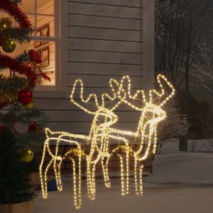 vidaXL Figurine ren de Crăciun cu cap mobil, 2 buc., alb cald imagine