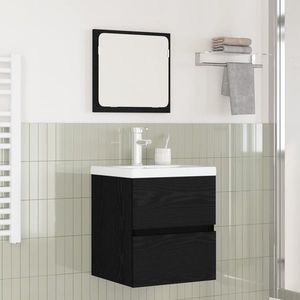 vidaXL Set de mobilier pentru baie cu sertar 2 pcs Stejar negru și Alb imagine