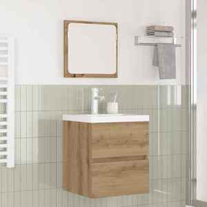 vidaXL Set de mobilier pentru baie 2 pcs Stejar Artisan și Alb imagine