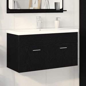 vidaXL Dulap de Baie Stejar Negru 90 x 38, 5 x 46 cm Lemn compozit imagine