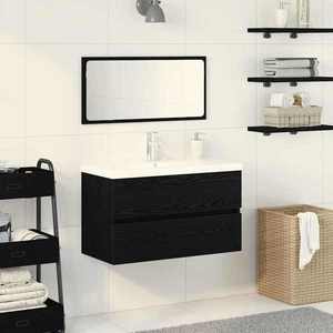 vidaXL Set de mobilier pentru baie 3 pcs Stejar Negru Lemn compozit imagine