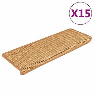 vidaXL Covorașe scări autoadezive, 15 buc. portocaliu, 65x21x4cm sisal imagine
