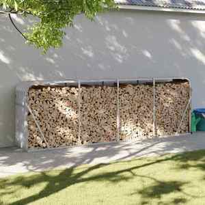 vidaXL Suport pentru lemne gri deschis 300x45x100 cm oțel galvanizat imagine