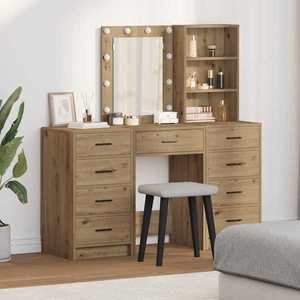 vidaXL Masă de Machiaj 3 pcs Maro 40 x 41 x 135 cm Lemn compozit imagine