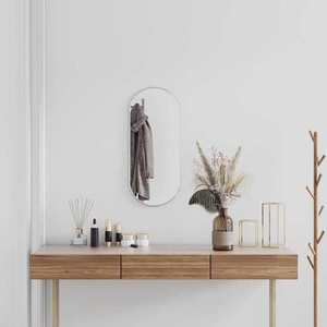 vidaXL Oglindă de perete, argintiu, 70x30 cm, ovală imagine