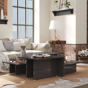 vidaXL Mese cafea 2 buc. gri extralucios 111, 5x50x33 cm lemn compozit imagine