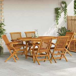 vidaXL Set mobilier de exterior, 7 piese, lemn masiv de tec imagine