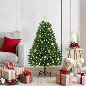 vidaXL Brad de Crăciun artificial cu 150 LED Verde 120 cm PVC și Metal imagine