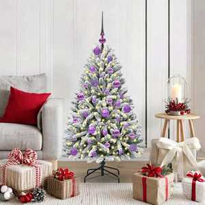 vidaXL Brad de Crăciun artificial Verde și alb 120 cm PVC și Metal imagine