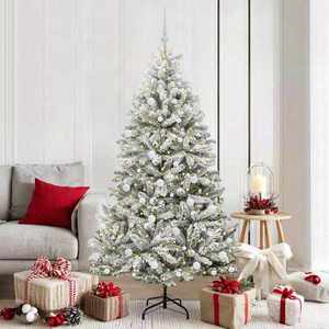 vidaXL Brad de Crăciun artificial Verde și alb 180 cm PVC și Metal imagine