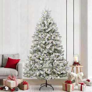 vidaXL Brad de Crăciun artificial Verde și alb 240 cm PVC și Metal imagine