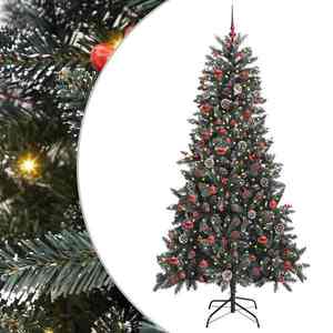 vidaXL Brad de Crăciun artificial Verde 210 cm PVC și Plastic și Oțel imagine