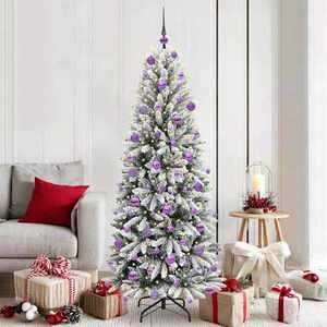 vidaXL Brad de Crăciun artificial cu 300 LED cu suport Alb 180 cm imagine