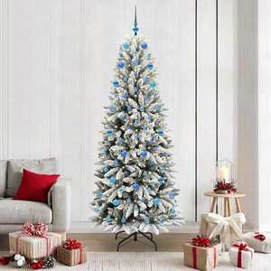 vidaXL Brad de Crăciun artificial cu 300 LED cu suport Alb 210 cm imagine