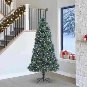 vidaXL Brad artificial iluminat de Crăciun cu set de globuri 240 cm imagine