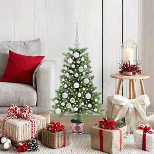 vidaXL Brad de Crăciun cu 150 LED cu suport Verde 90 cm PE imagine