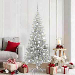 vidaXL Brad de Crăciun cu 300 LED cu suport Argintiu 180 cm PET imagine