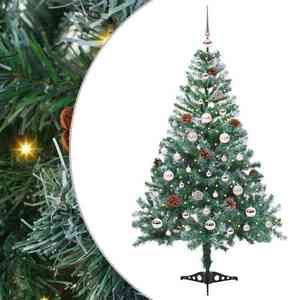 vidaXL Brad de Crăciun artificial cu 150 LED Verde 150 cm PVC și Oțel imagine