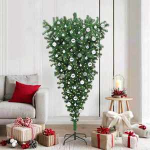 vidaXL Brad de Crăciun artificial preîncărcat cu design răsturnat și set de bile imagine