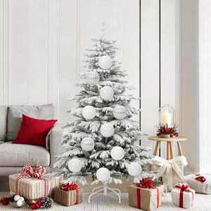 vidaXL Set de Globuri de Crăciun 9 pcs Alb Plastic imagine