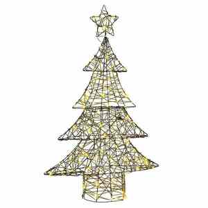 vidaXL Brad de Crăciun cu 120 LED Alb cald 120 cm Ratan imagine