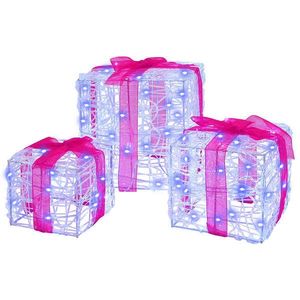 vidaXL Cutie cadou cu 60 LED 3 pcs albastru 20 x 20 x 20 cm Acril imagine