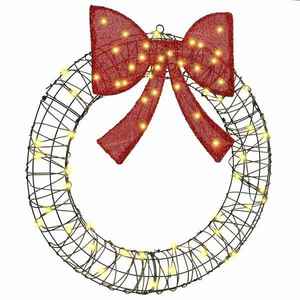 vidaXL Coroană cu 60 LED Alb cald 75 cm Ratan imagine